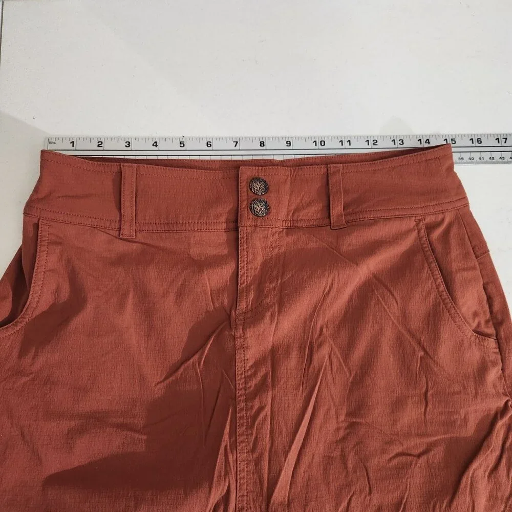Prana Womens Rust Orange Button Closure Skort Size 2 Lightweight Cotton Skort - Picture 9 of 11